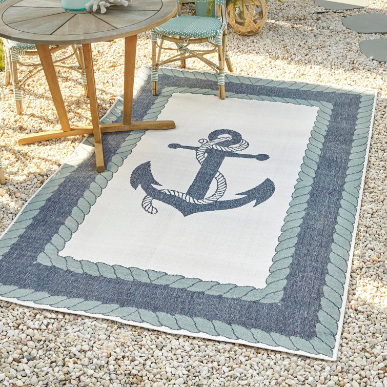 Breakwater Bay Bethlehem Indoor / Outdoor Area Rug in Navy/Ivory & Reviews Wayfair